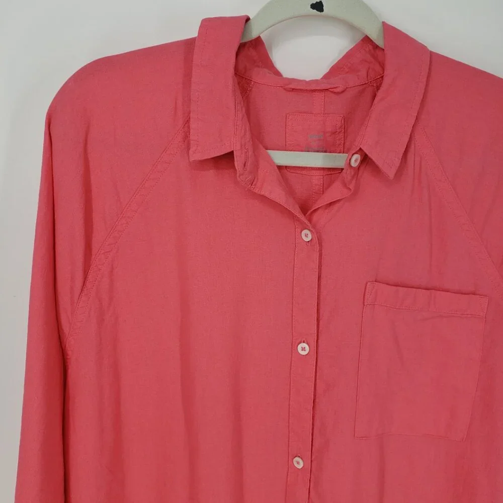 Aerie Oversized Linen Button Down Shirt Top - Picture 4 of 9